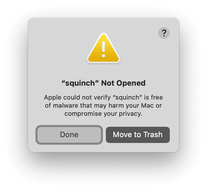 macOS warning dialog