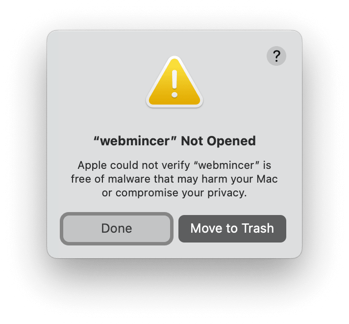 macOS warning dialog